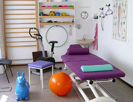 Gymnastikzimmer der Krankengymnastik- u. Massagepraxis Dümpten · Lymphdrainage · Physiotherapie · Anette Leimbach · 45475 Mülheim
